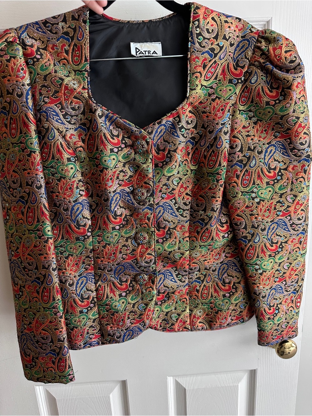Vintage Patra Floral Metallic JACKET WOMENS fits S/M